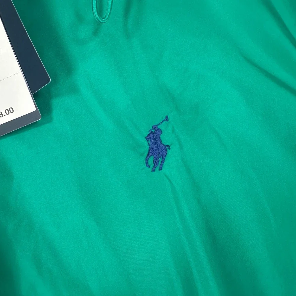 NWT Polo Ralph Lauren Windbreaker Jacket Mens L Green Hooded Recycled Nylon